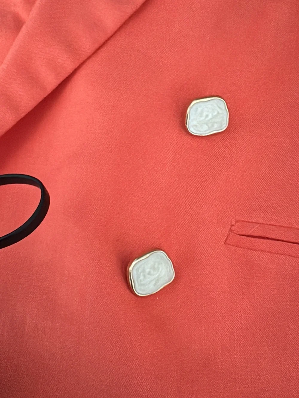 House of Harlow 1960 Orange Double-Breasted Blazer with Gold Buttons